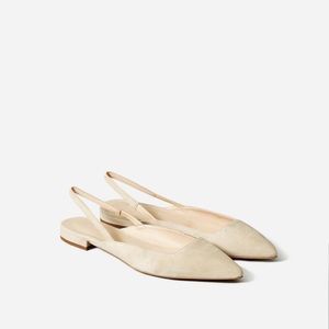 EVERLANE The Editor Slingback Flats Natural Suede ASO Meghan Markle Discontinued